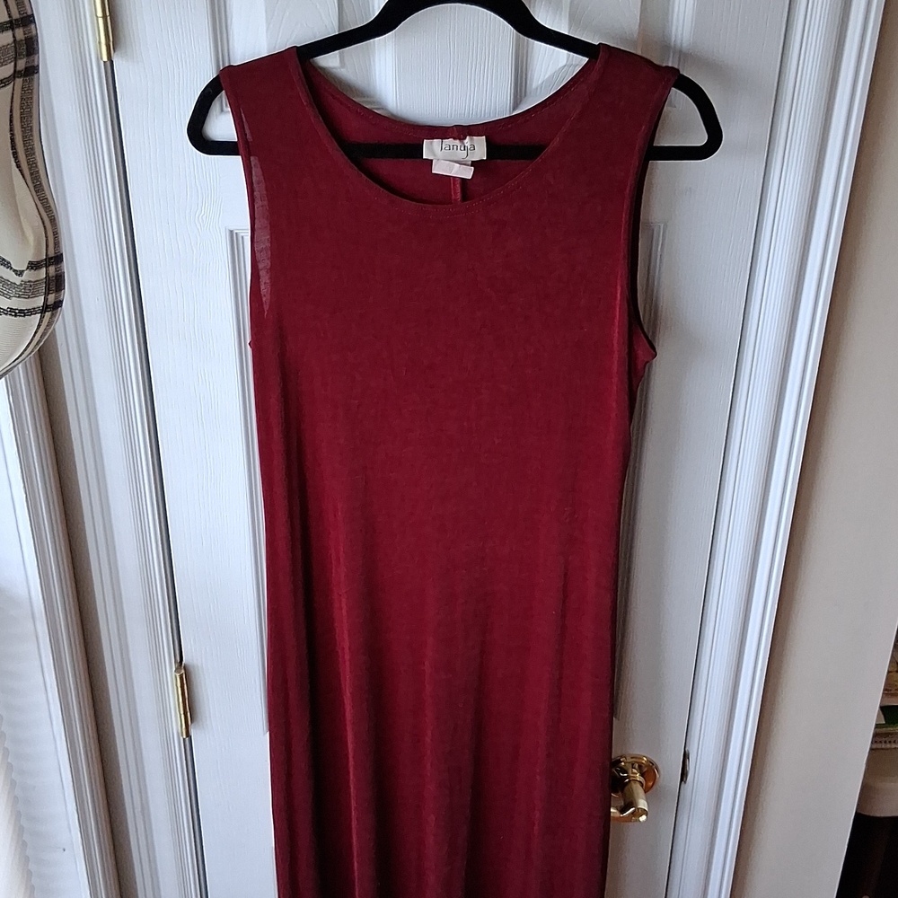 Vintage 90's Slinky Sleeveless Tank Maxi Dress in Burgundy Wine Boho Chic Style